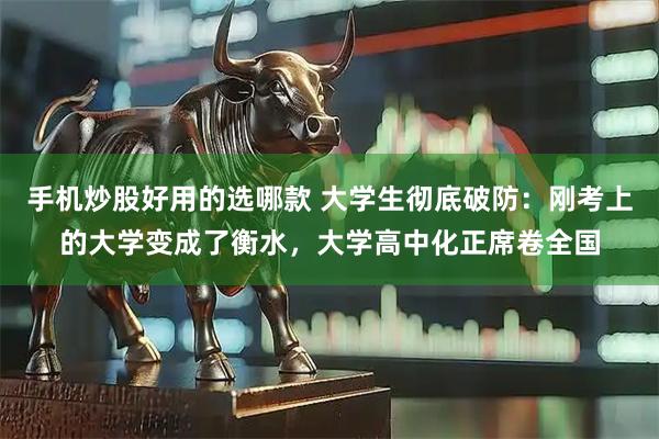 手机炒股好用的选哪款 大学生彻底破防：刚考上的大学变成了衡水，大学高中化正席卷全国